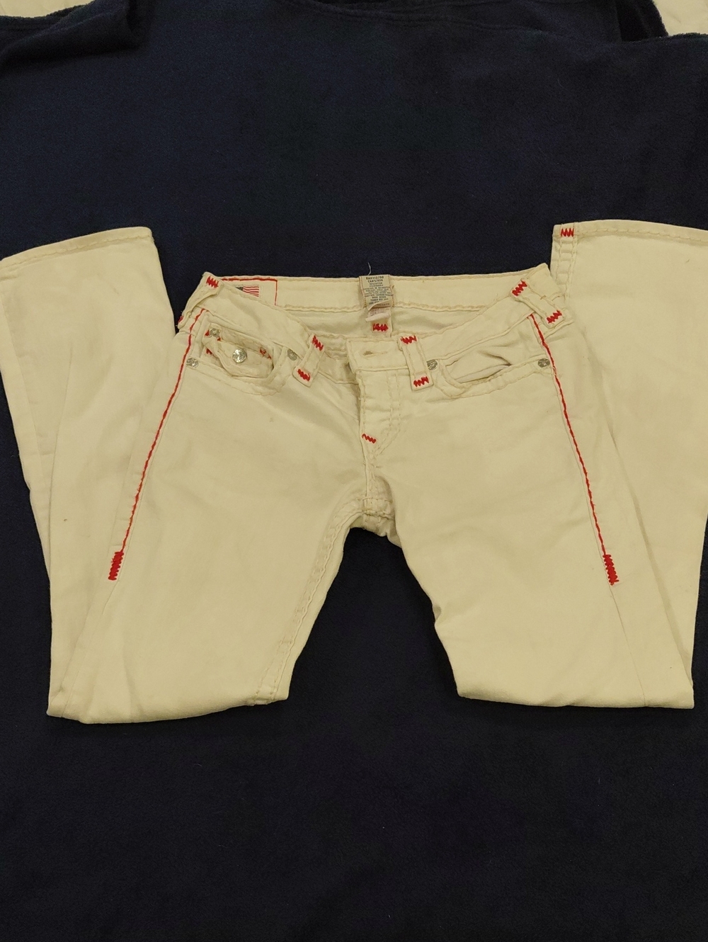 True religion low rise jeans White/Red 30×31 Straight Leg